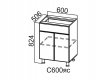 Стол-рабочий с ящиком и створками 600 С600яс Вектор СВ 600х824х506